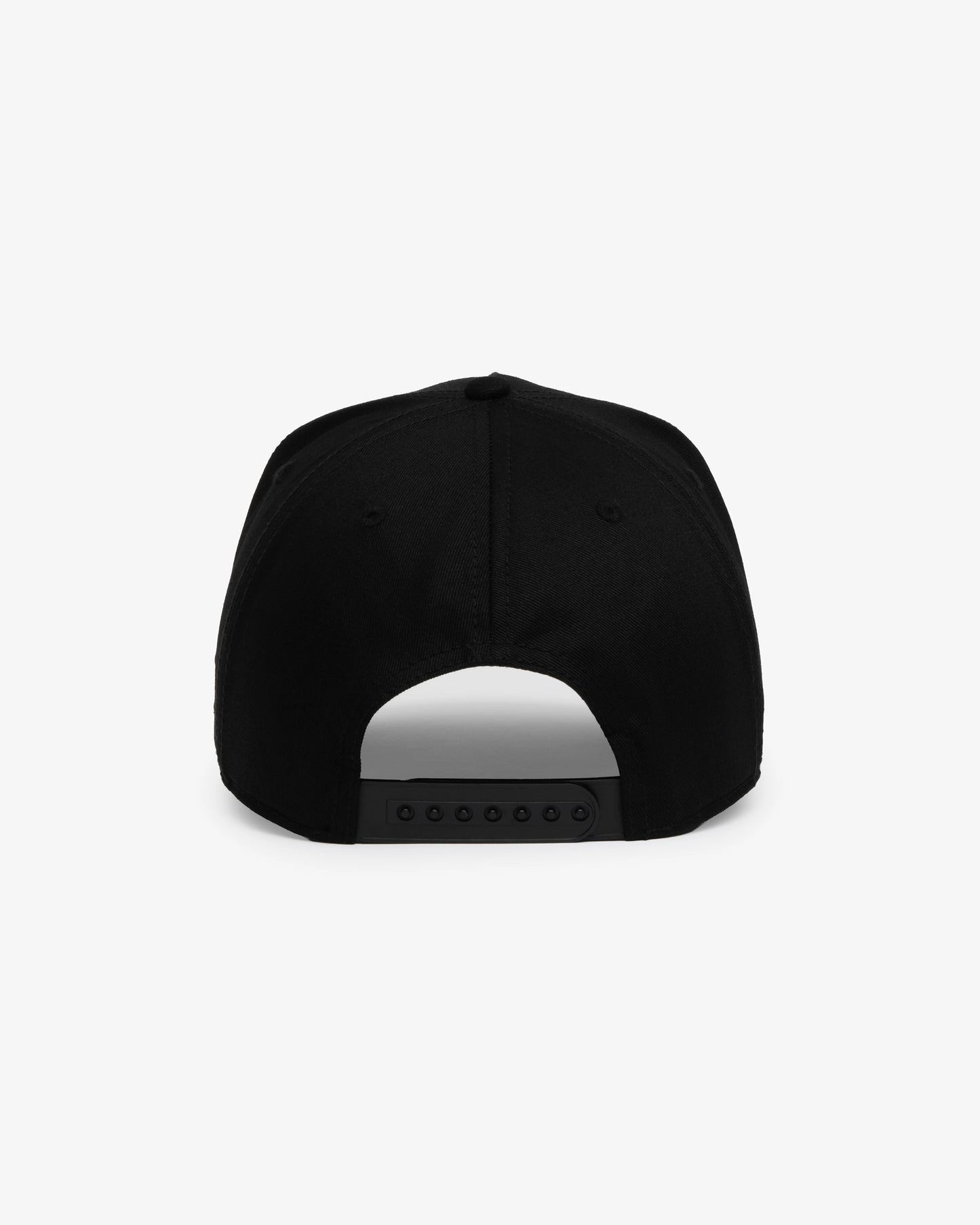 Van Libra Blackwood (black) structured cap with blackwood colored crown and brim. Features white embroidered text “van libra” with abstract triangle graphic on the front, “1986” and “Stay Balanced” lettering on the front, plus “VL” stitched on the side, finished with an adjustable blackwood snapback closure at the back.