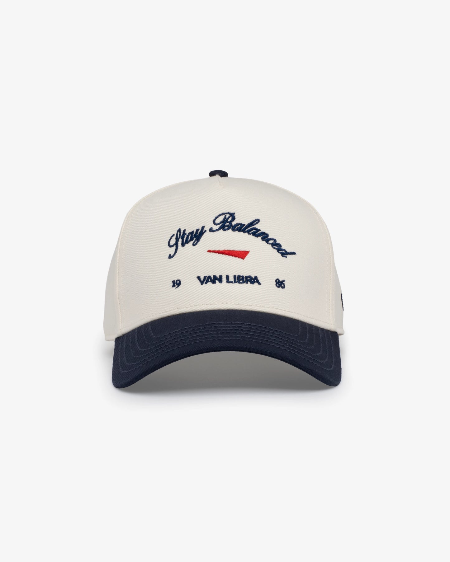 Stay Balanced Script Hat - Bone/Navy/Cardinal