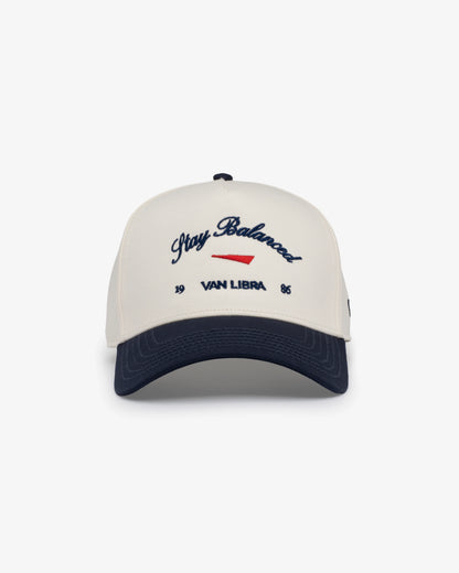 Stay Balanced Script Hat - Bone/Navy/Cardinal