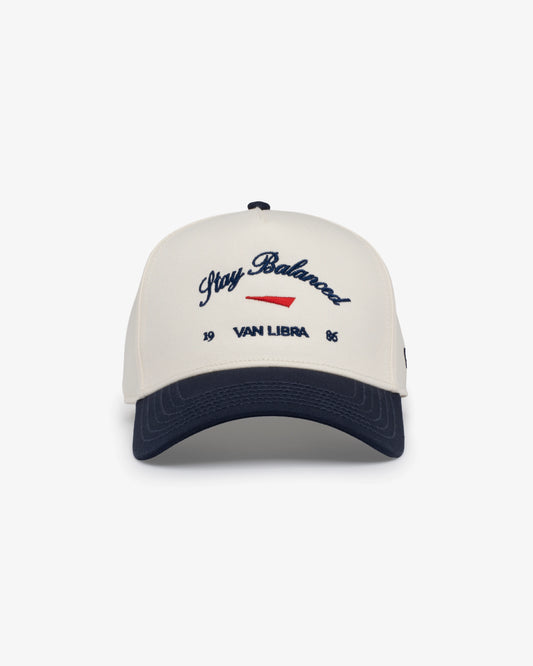 Stay Balanced Script Hat - Bone/Navy/Cardinal