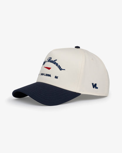 Stay Balanced Script Hat - Bone/Navy/Cardinal
