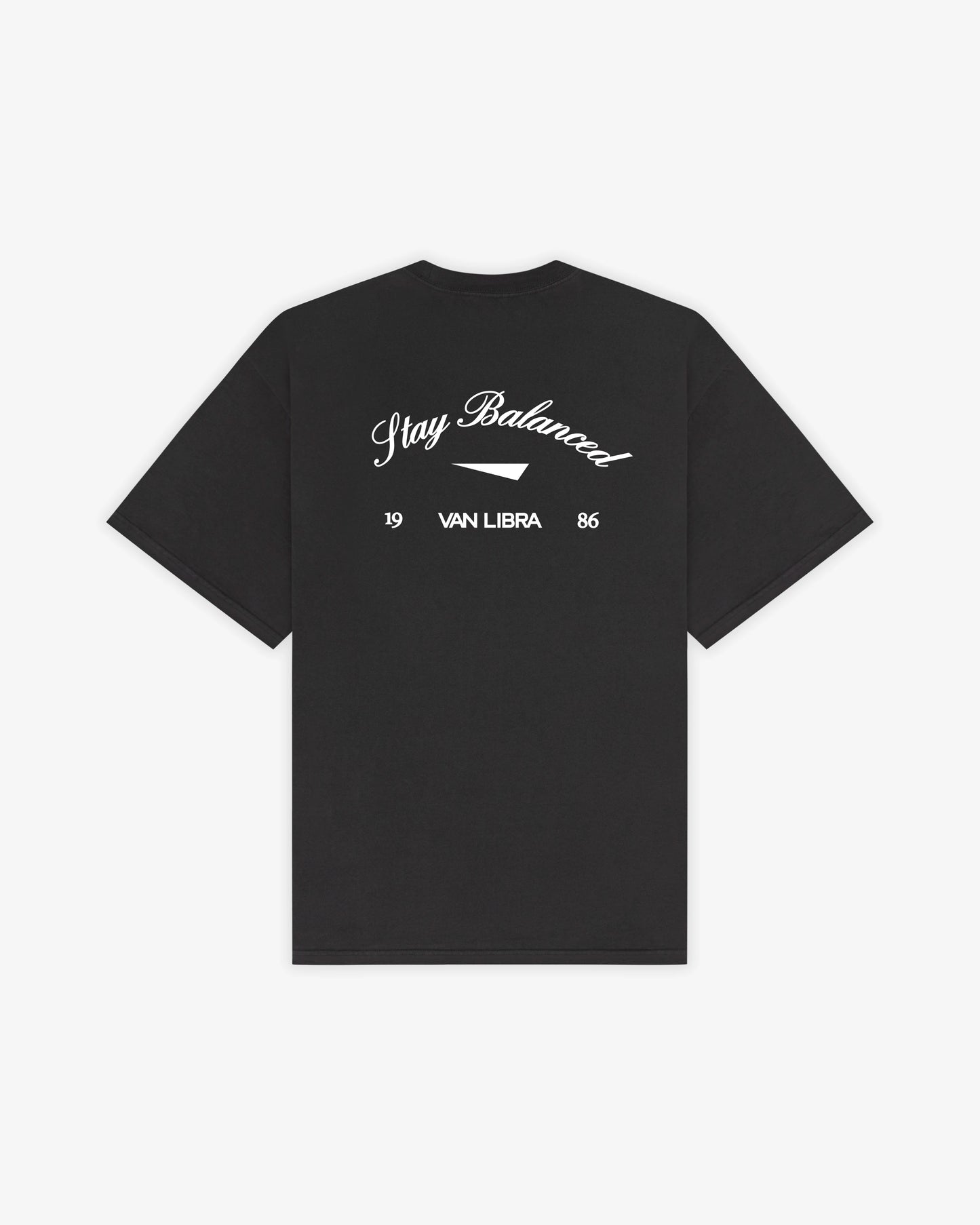 Stay Balanced Script Washed Tee - Carbon