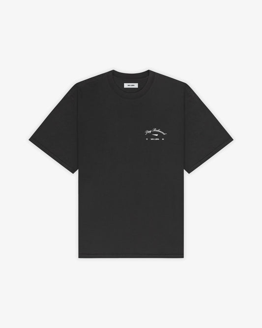 Stay Balanced Script Washed Tee - Carbon