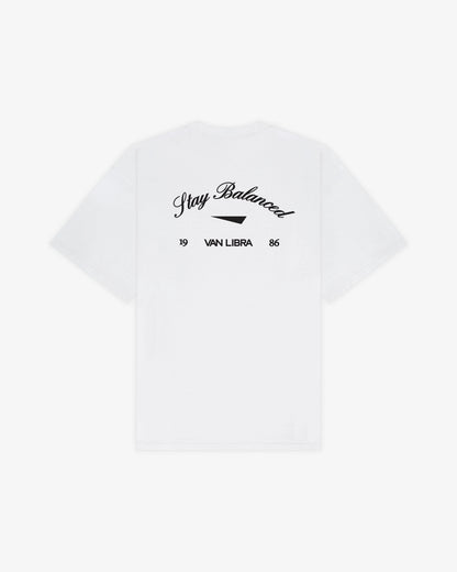 Stay Balanced Script Washed Tee - Soft White
