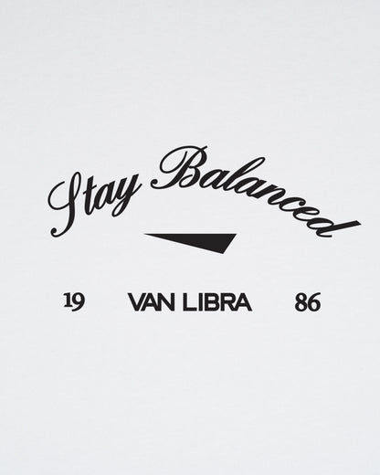 Stay Balanced Script Washed Tee - Soft White