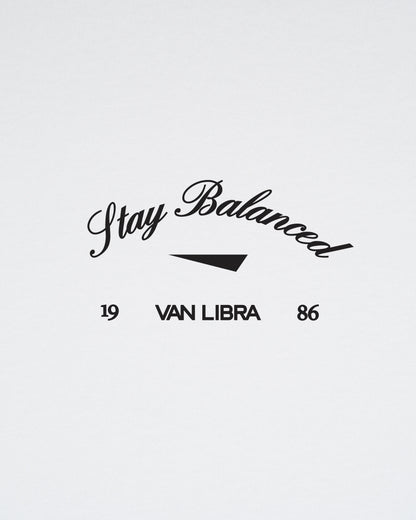 Stay Balanced Script Washed Tee - Soft White