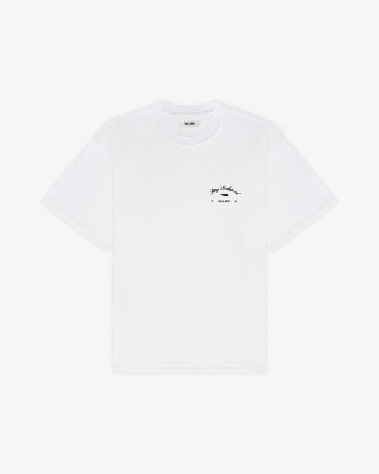 Stay Balanced Script Washed Tee - Soft White